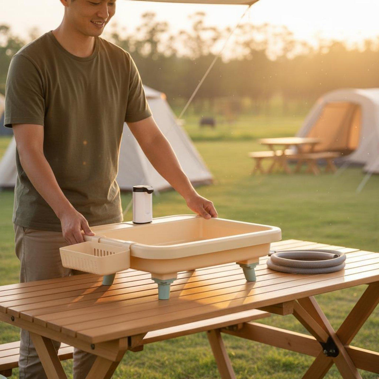 Draagbare kampeerspoelbak met  - Camping recensie en prijs