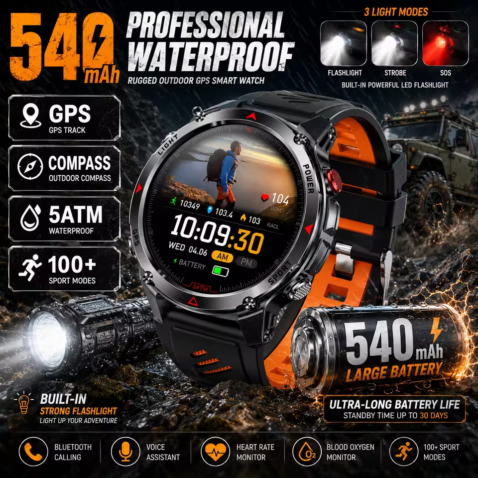Militaire 540mAh GPS Smart Wat - Resistance Bands Set With Handles recensie en prijs